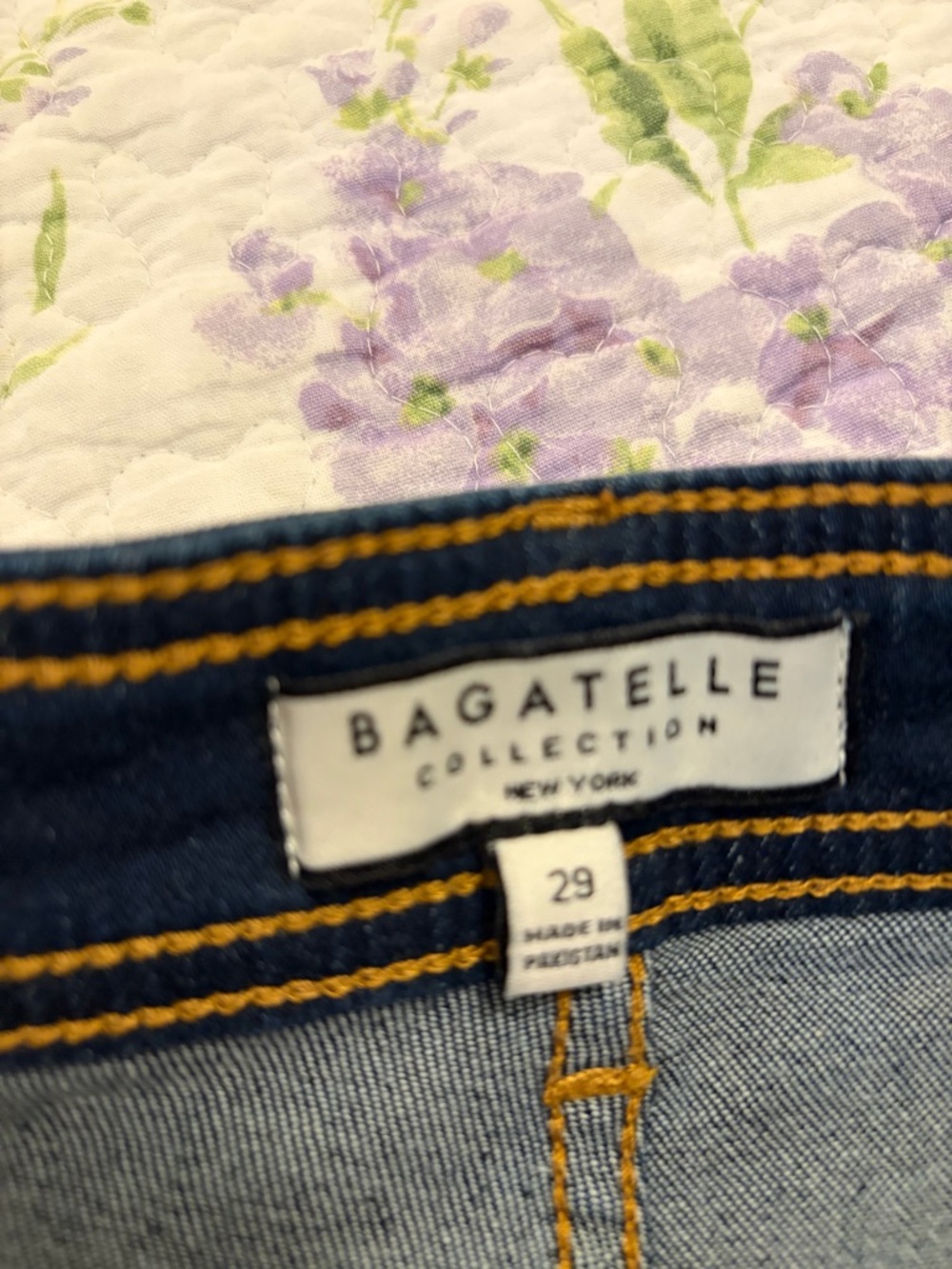 Bagatelle Dark Indigo Jeans with Gold Stitching - Picture 3 of 3